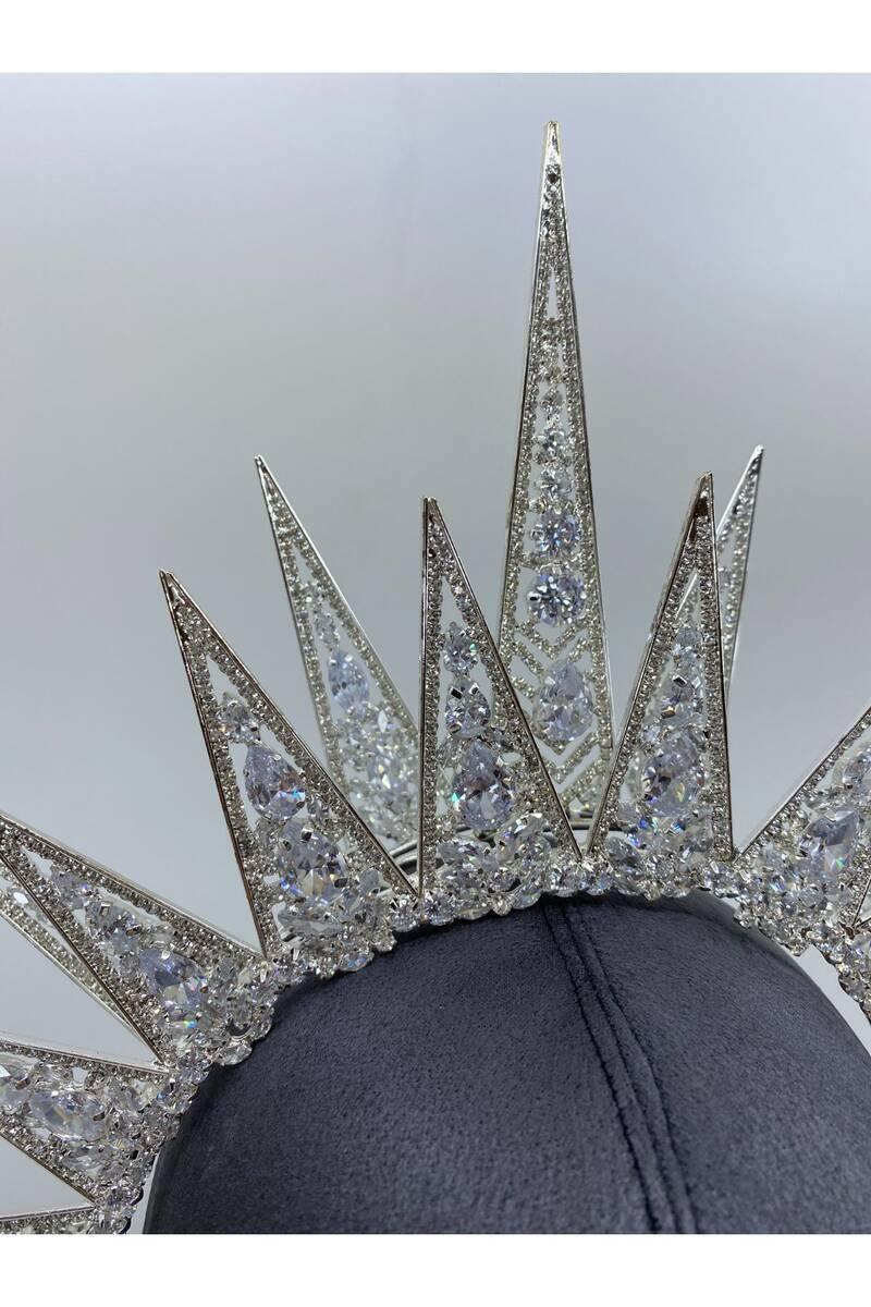 Yıldız Desenli Parti Yüksek Gelin Tacı - Mediha Cambaz Bridal
