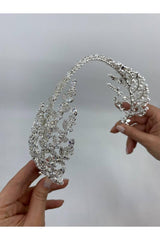 Zarif Swarovski Taşlı A Kesim Gelinlik Saç Aksesuarı Tacı - Mediha Cambaz Bridal