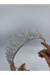 Zirkon Asimetrik Taşlı Yüksek Gelin Saç Aksesuarı - Mediha Cambaz Bridal