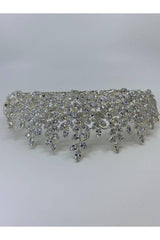 Zirkon Asimetrik Taşlı Yüksek Gelin Saç Aksesuarı - Mediha Cambaz Bridal