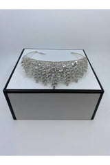 Zirkon Asimetrik Taşlı Yüksek Gelin Saç Aksesuarı - Mediha Cambaz Bridal