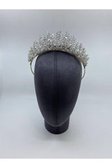 Zirkon Asimetrik Taşlı Yüksek Gelin Saç Aksesuarı - Mediha Cambaz Bridal