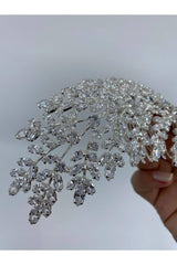 Zirkon Taşlı Dallı Gümüş İkili Saç Aksesuarı - Mediha Cambaz Bridal