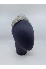 Zirkon Taşlı Prenses Gelinlik Orta Yükseklik Gelin Tacı - Mediha Cambaz Bridal