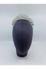 Zirkon Taşlı Prenses Gelinlik Orta Yükseklik Gelin Tacı - Mediha Cambaz Bridal