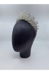 Zirkon Taşlı Yaprak Detaylı Simetrik Gelin Saç Aksesuarı - Mediha Cambaz Bridal