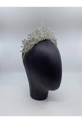 Zirkon Taşlı Yaprak Detaylı Simetrik Gelin Saç Aksesuarı - Mediha Cambaz Bridal