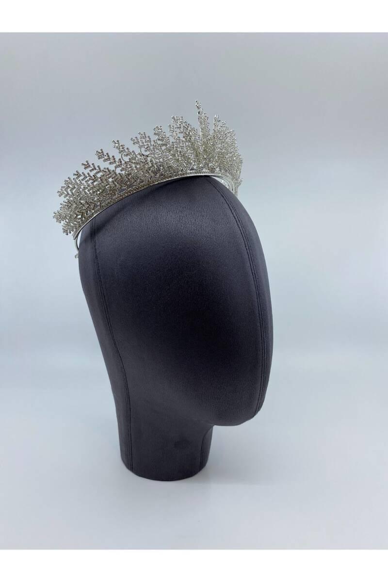 Zirkon Taşlı Yapraklardan Asimetrik Gelin Saç Aksesuarı - Mediha Cambaz Bridal