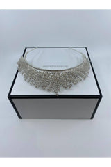 Zirkon Taşlı Yapraklardan Asimetrik Gelin Saç Aksesuarı - Mediha Cambaz Bridal