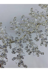 Zirkon ve Damla Kristalli Yaprak Desenli Saç Aksesuarı - Mediha Cambaz Bridal