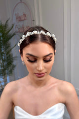 Zoey İncili Zirkon ve Kristal Taşlı Gelin Saç Aksesuarı - Mediha Cambaz Bridal