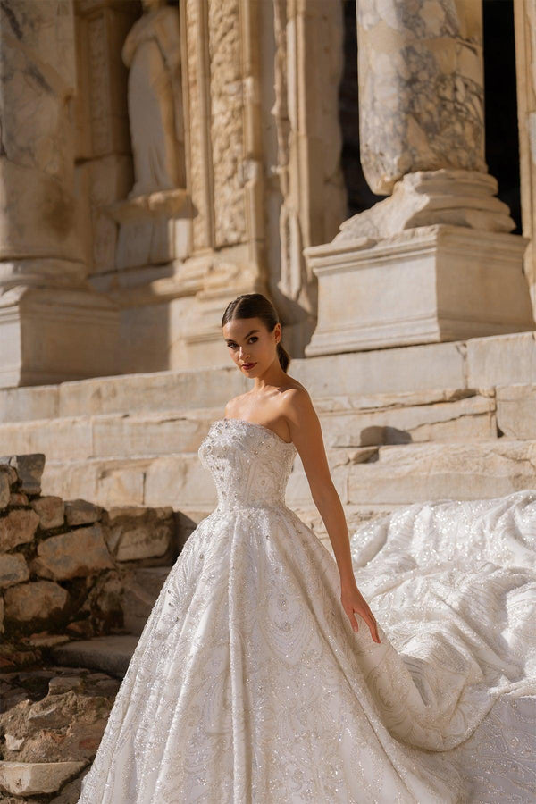 Tiberius Strapless Swarovski Embroidered Princess Wedding Dress