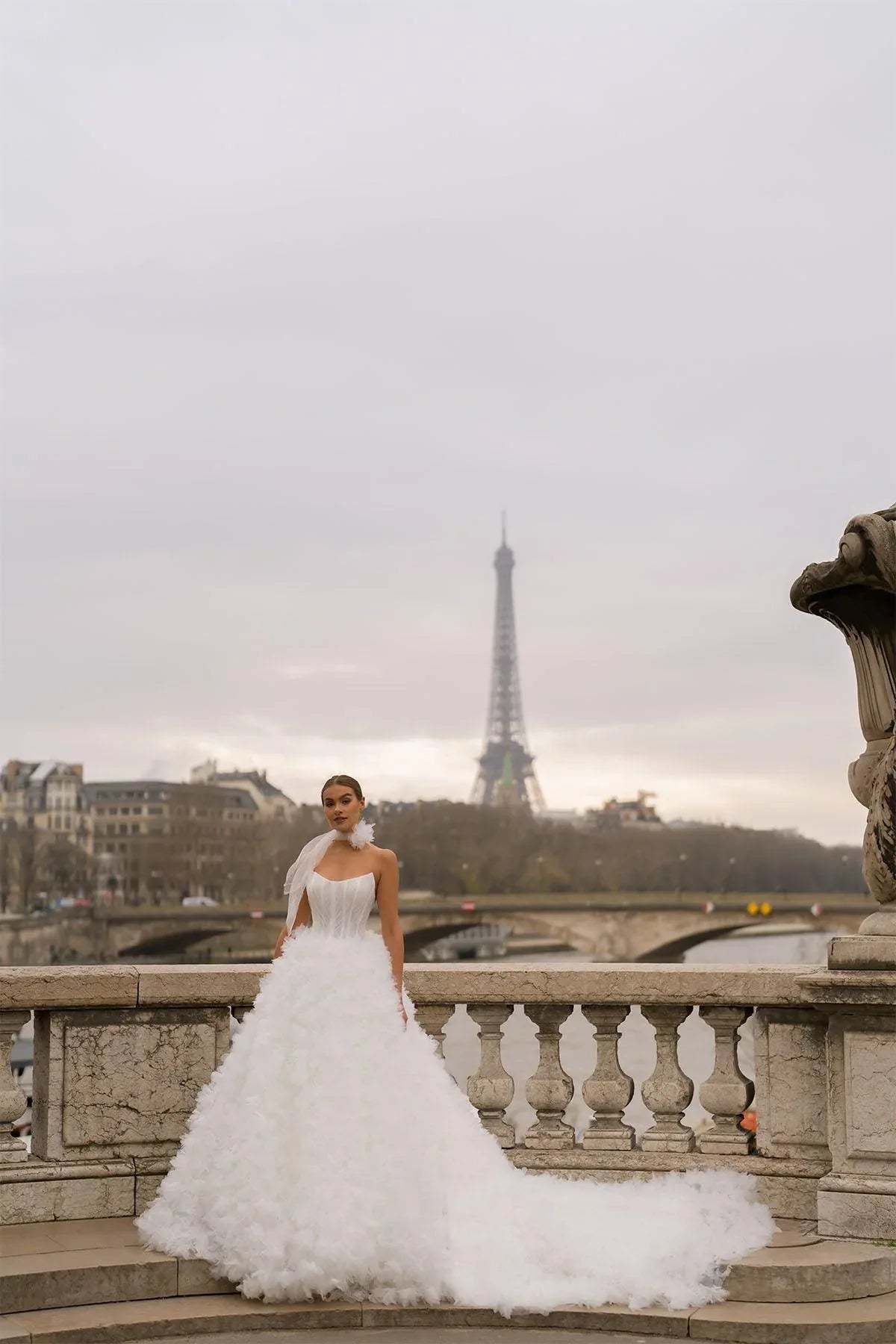 La Nuit Balance Straplez Drapeli Organze Prenses Gelinlik - Mediha Cambaz Bridal