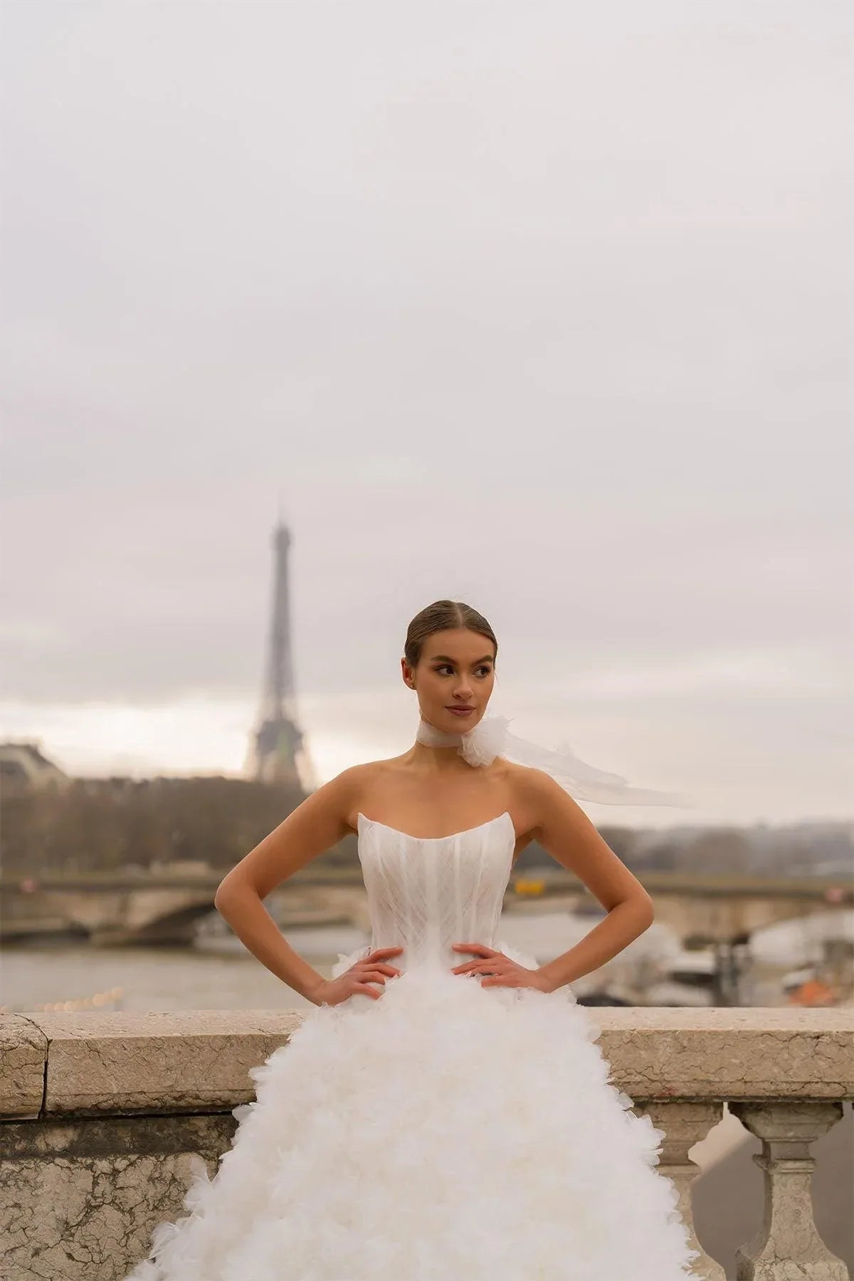 La Nuit Balance Straplez Drapeli Organze Prenses Gelinlik - Mediha Cambaz Bridal