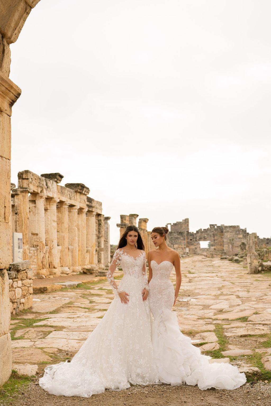 Apollon Straplez Fırfırlı Nude Balık Gelinlik - Mediha Cambaz Bridal