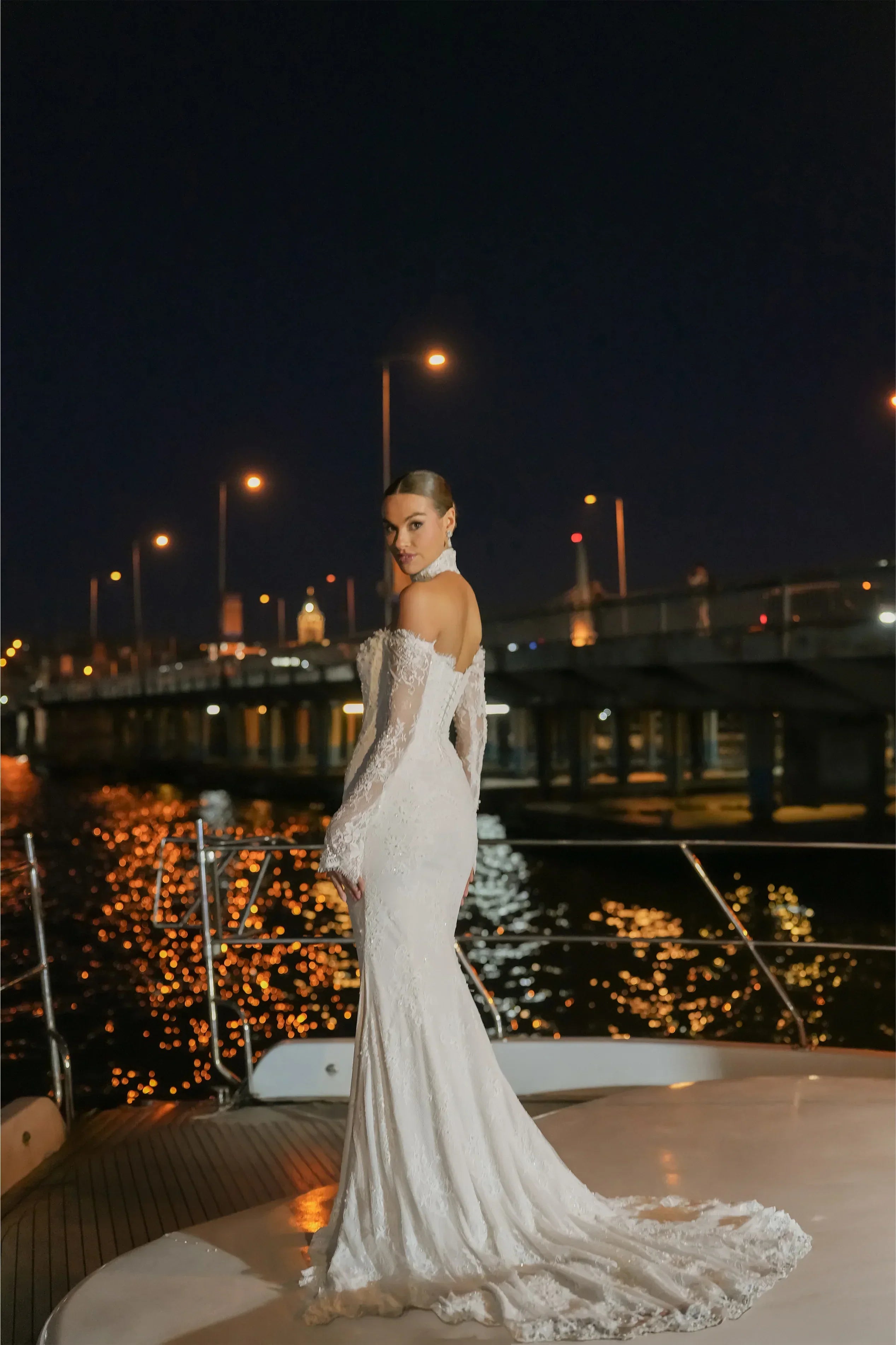 Mirelle M Yaka Korsajlı Fransız Dantelli Balık Gelinlik - Mediha Cambaz Bridal