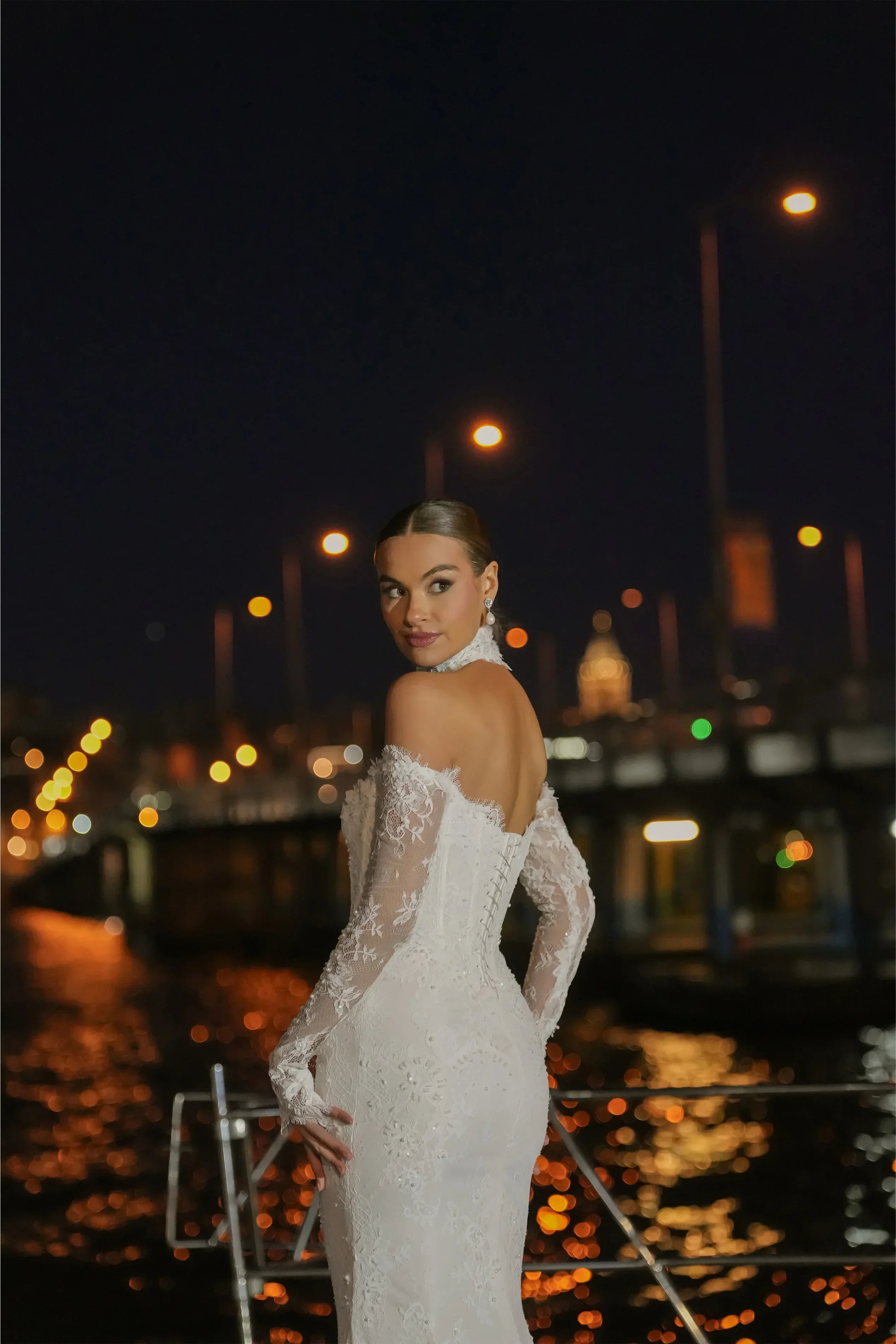 Mirelle M Yaka Korsajlı Fransız Dantelli Balık Gelinlik - Mediha Cambaz Bridal