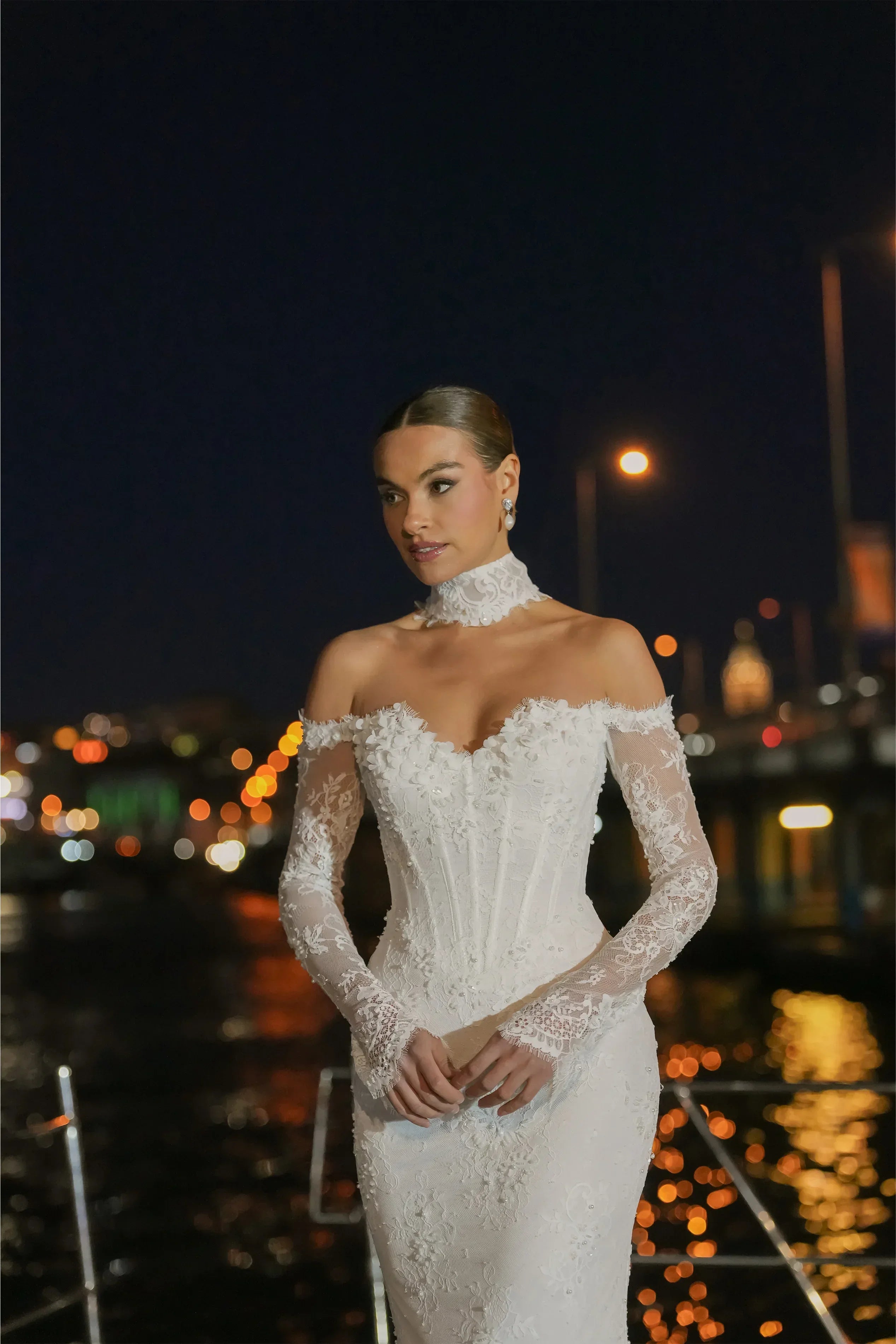 Mirelle M Yaka Korsajlı Fransız Dantelli Balık Gelinlik - Mediha Cambaz Bridal