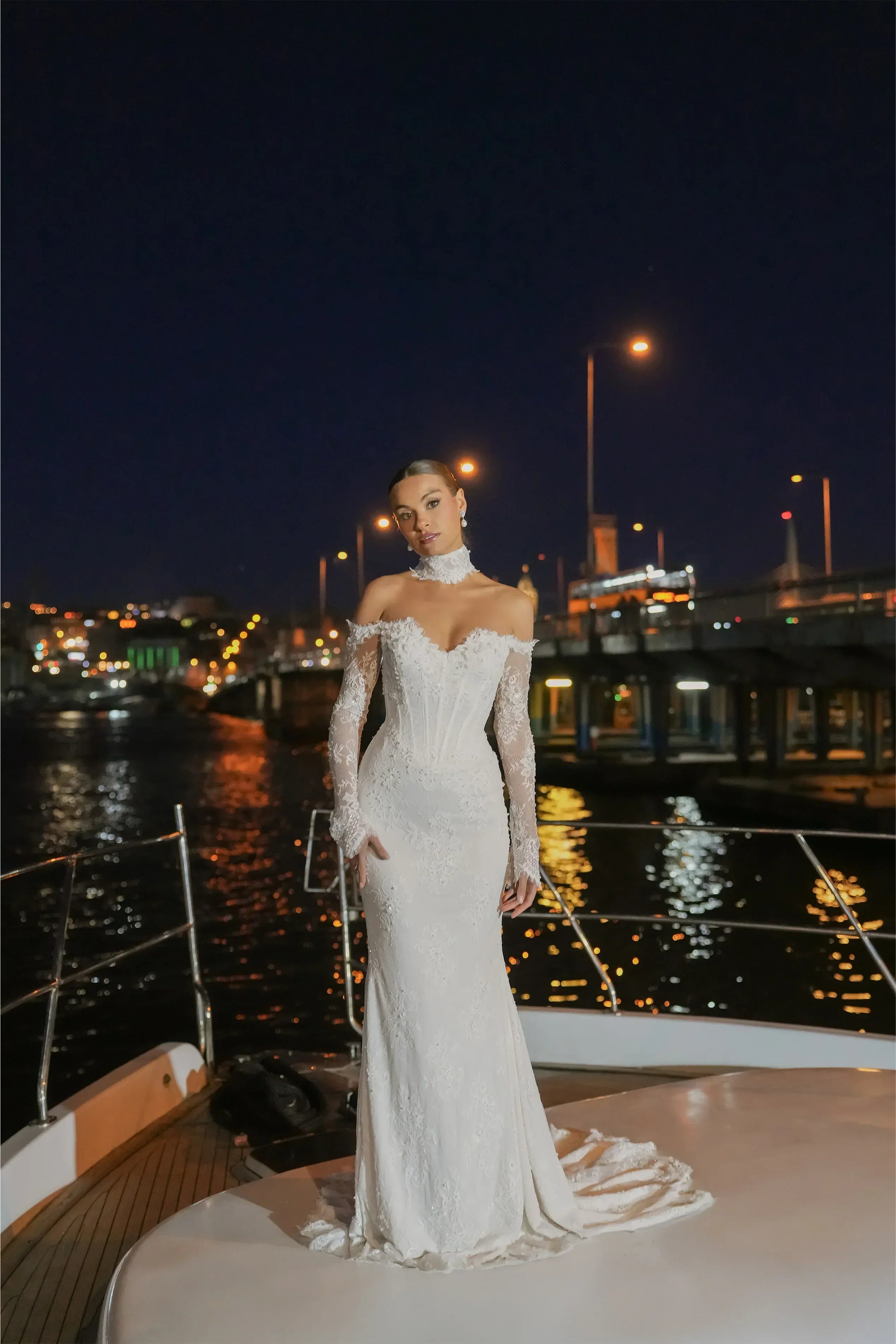 Mirelle M Yaka Korsajlı Fransız Dantelli Balık Gelinlik - Mediha Cambaz Bridal