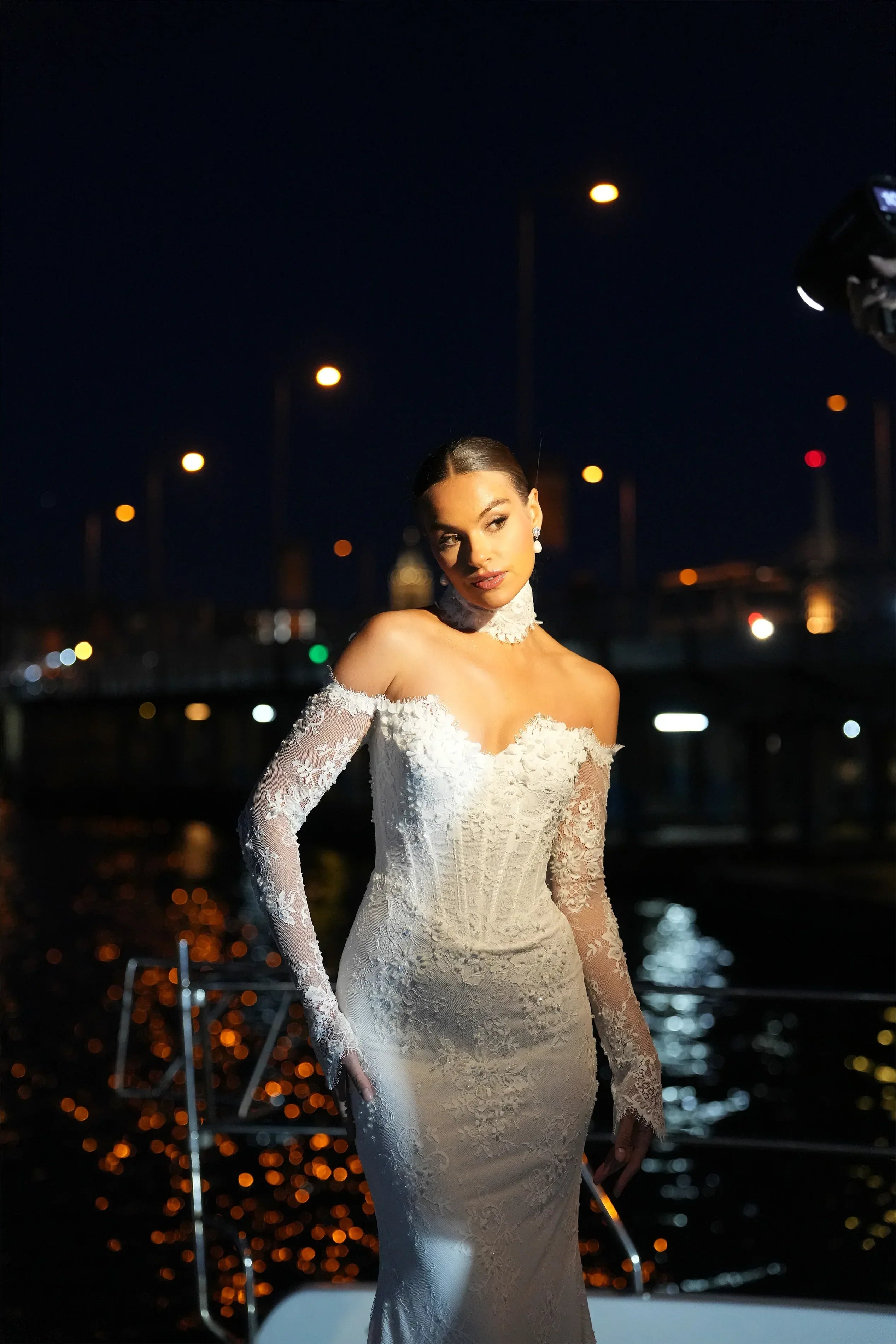 Mirelle M Yaka Korsajlı Fransız Dantelli Balık Gelinlik - Mediha Cambaz Bridal