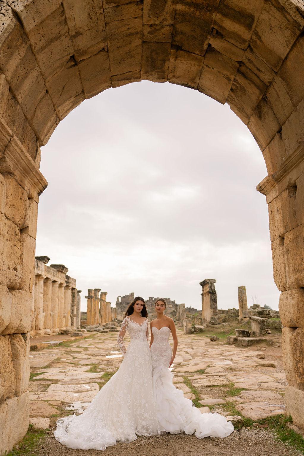 Apollon Straplez Fırfırlı Nude Balık Gelinlik - Mediha Cambaz Bridal