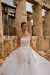 Cleopatra Asymmetrical Neck Integrated Skirt Mermaid Wedding Dress