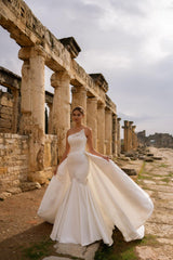 Cleopatra Asymmetrical Neck Integrated Skirt Mermaid Wedding Dress