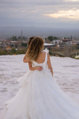 Midas Strapless Tiered Skirt Princess Wedding Dress