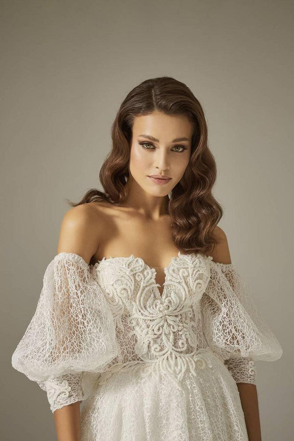 Ivette Satin Draped A-Line Wedding Dress  Mediha Cambaz Wedding Dress  Bursa – Mediha Cambaz Bridal