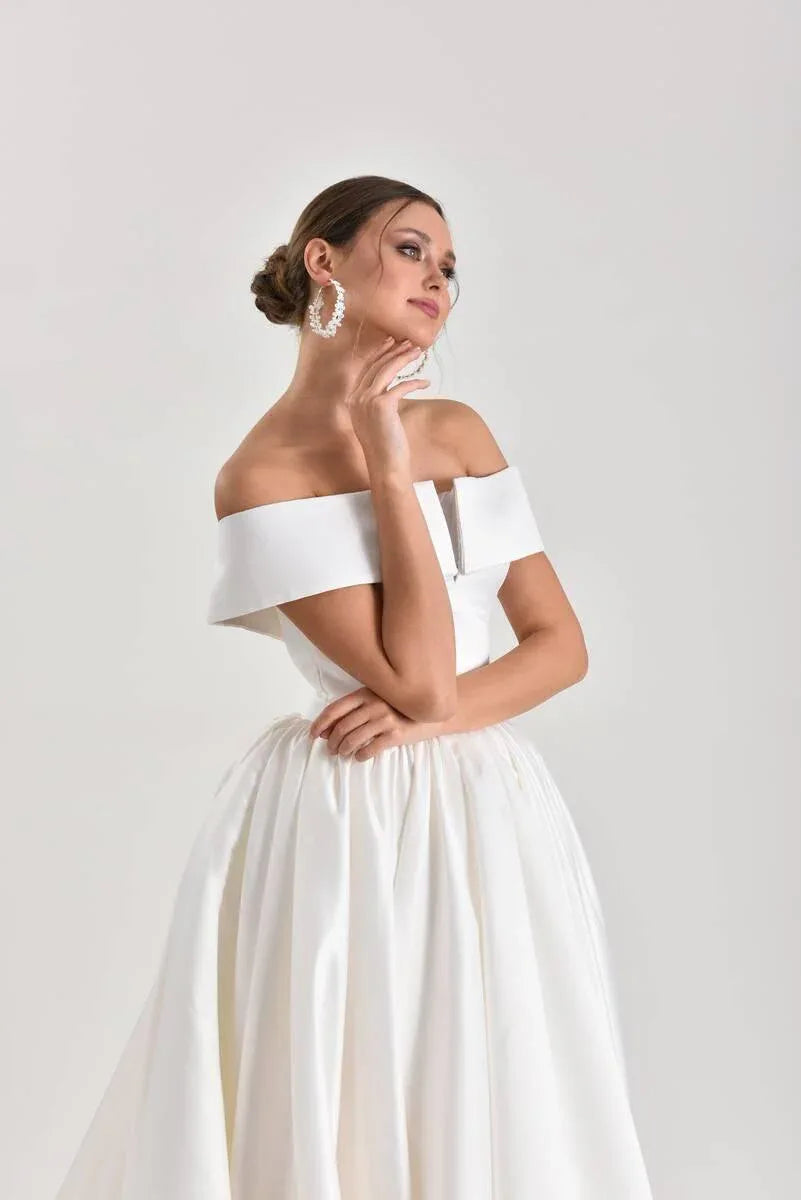 Albedo Sade Saten Prenses Model Gelinlik - Mediha Cambaz Bridal