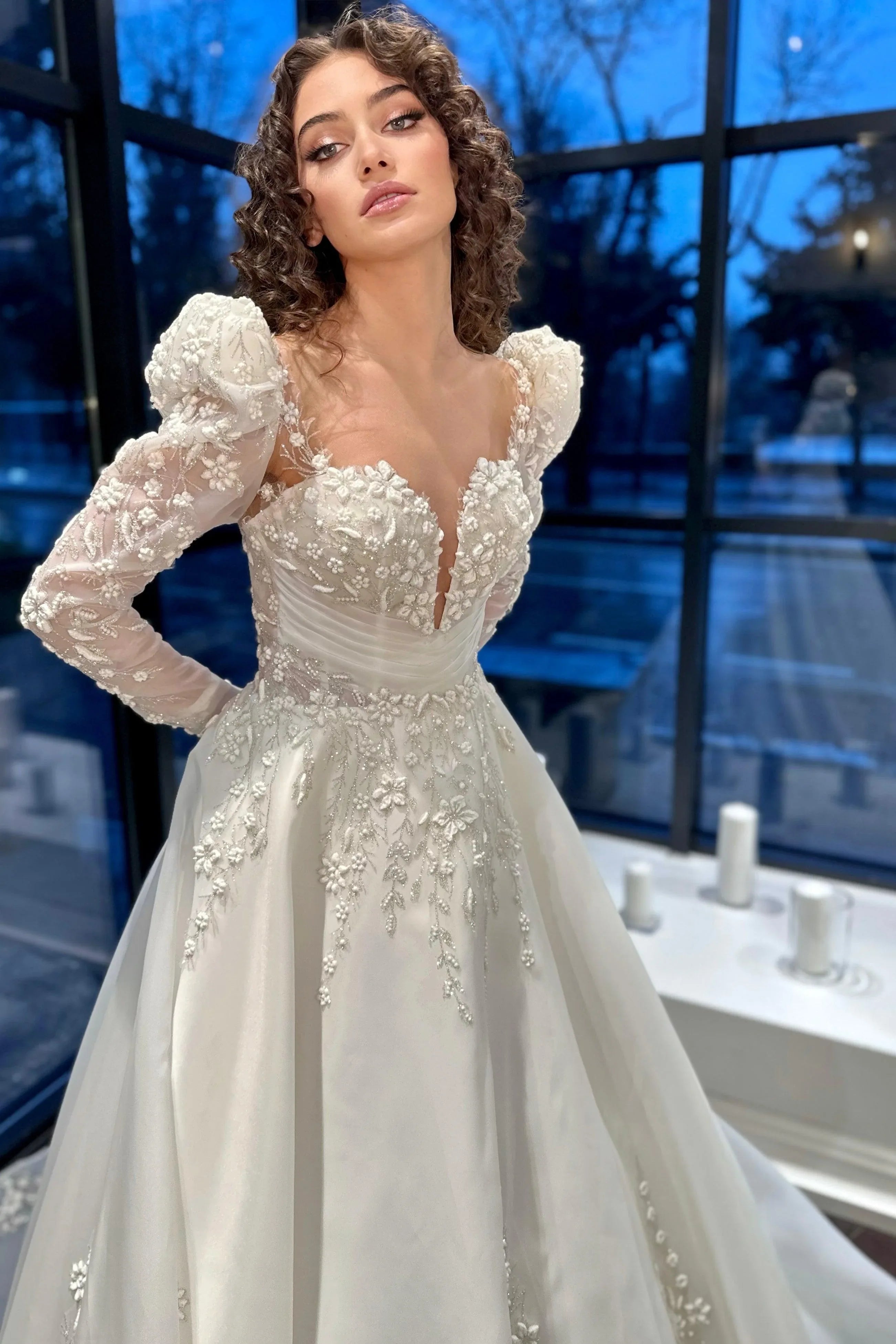 Alexis Üç Boyutlu Dantel A Kesim Gelinlik - Mediha Cambaz Bridal