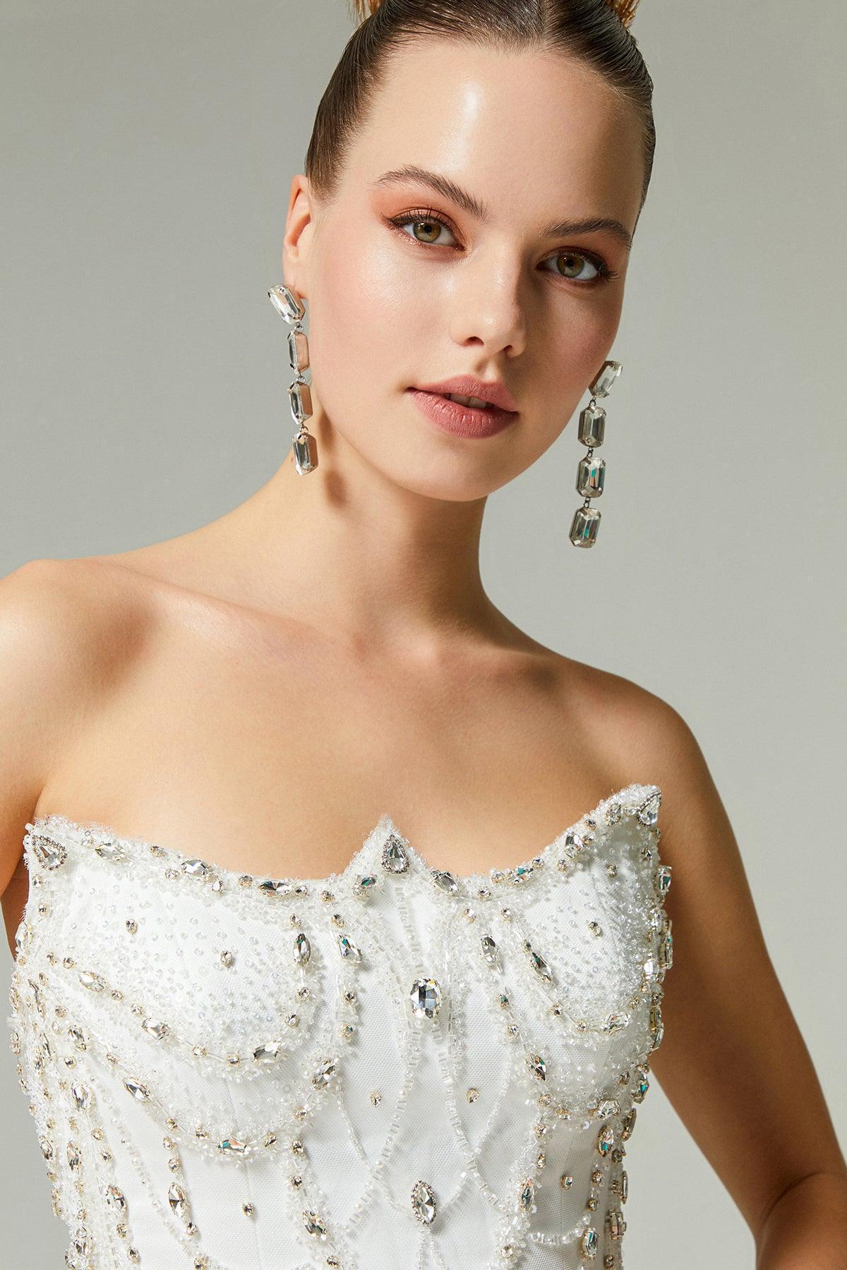 Alix Kristal İşlemeli Straplez Prenses Gelinlik - Mediha Cambaz Bridal