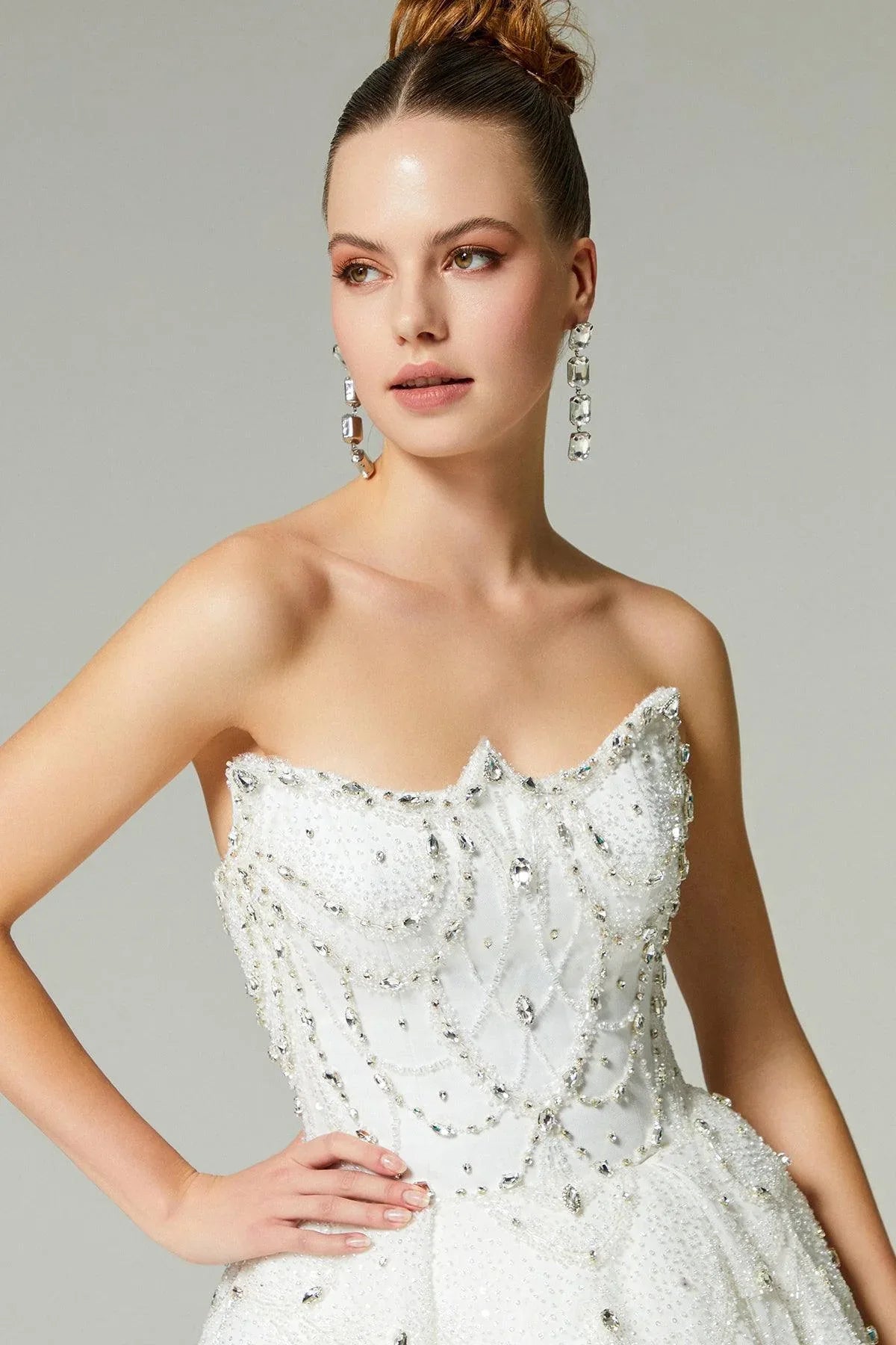 Alix Kristal İşlemeli Straplez Prenses Gelinlik - Mediha Cambaz Bridal