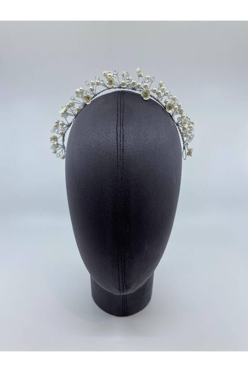 Arty Üç Boyutlu Seramik Çiçek ve İncili Saç Aksesuarı - Mediha Cambaz Bridal