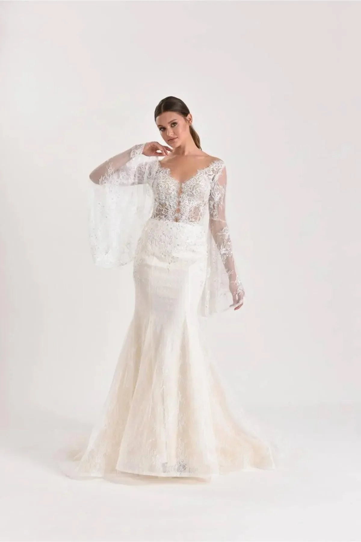 Brahte Fransız Dantel Helen Balık Gelinlik - Mediha Cambaz Bridal