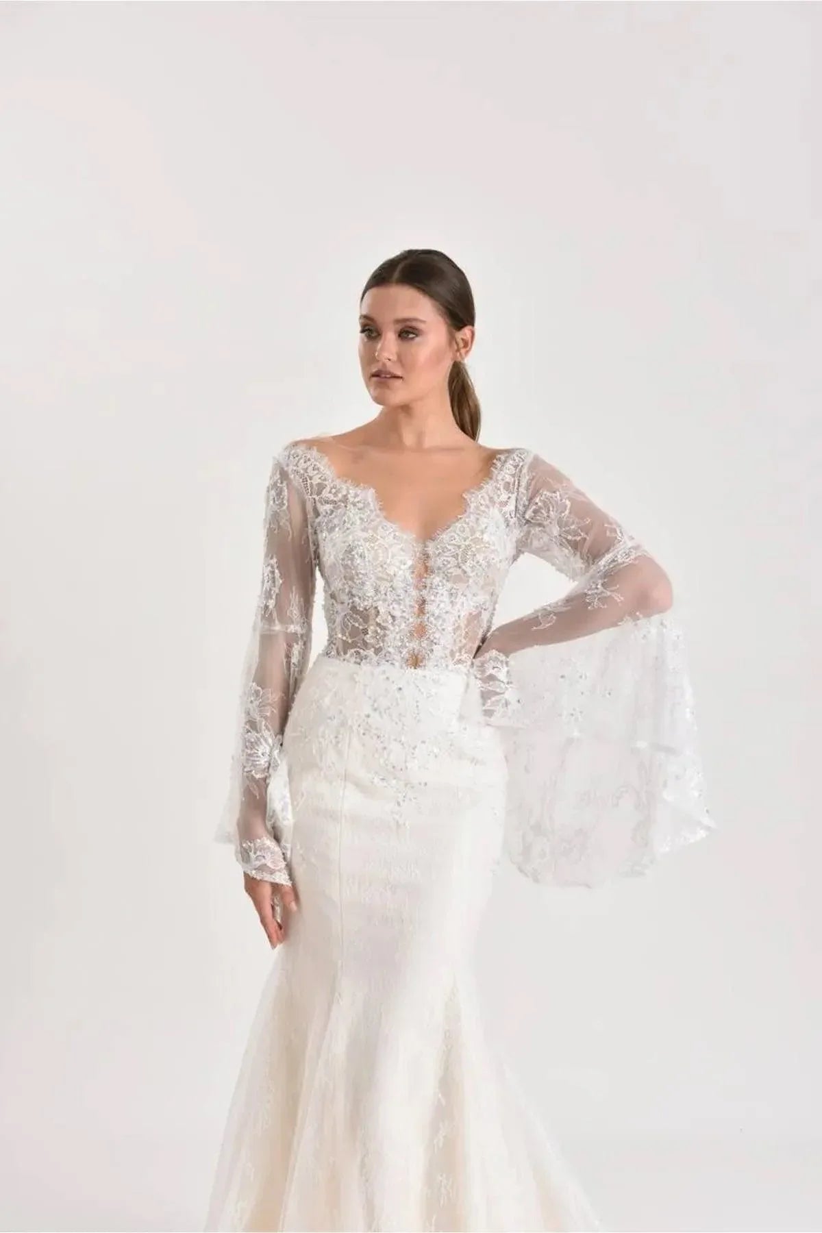 Brahte Fransız Dantel Helen Balık Gelinlik - Mediha Cambaz Bridal