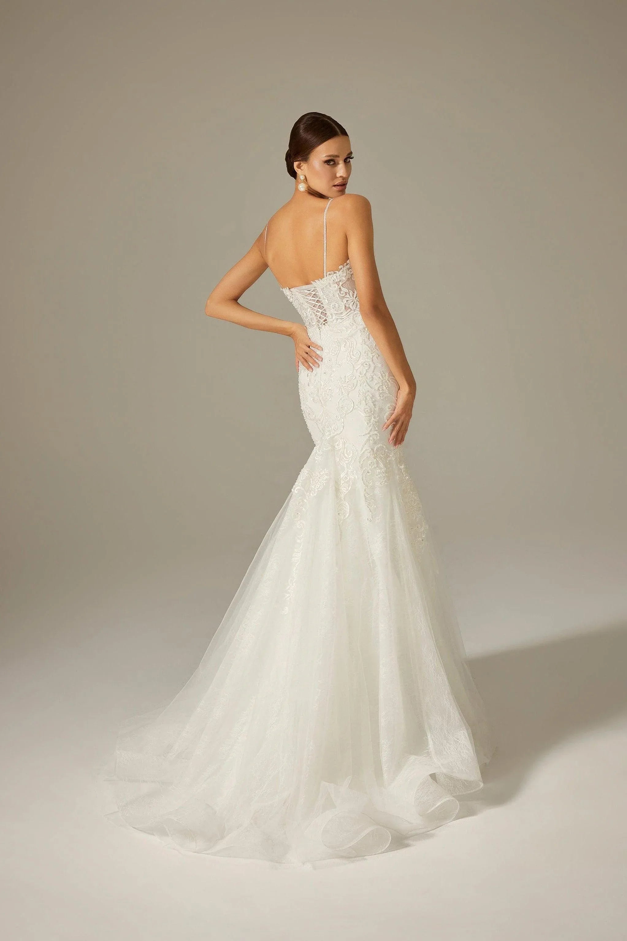 Carol Işıltılı Dantel Vintage Balık Gelinlik - Mediha Cambaz Bridal