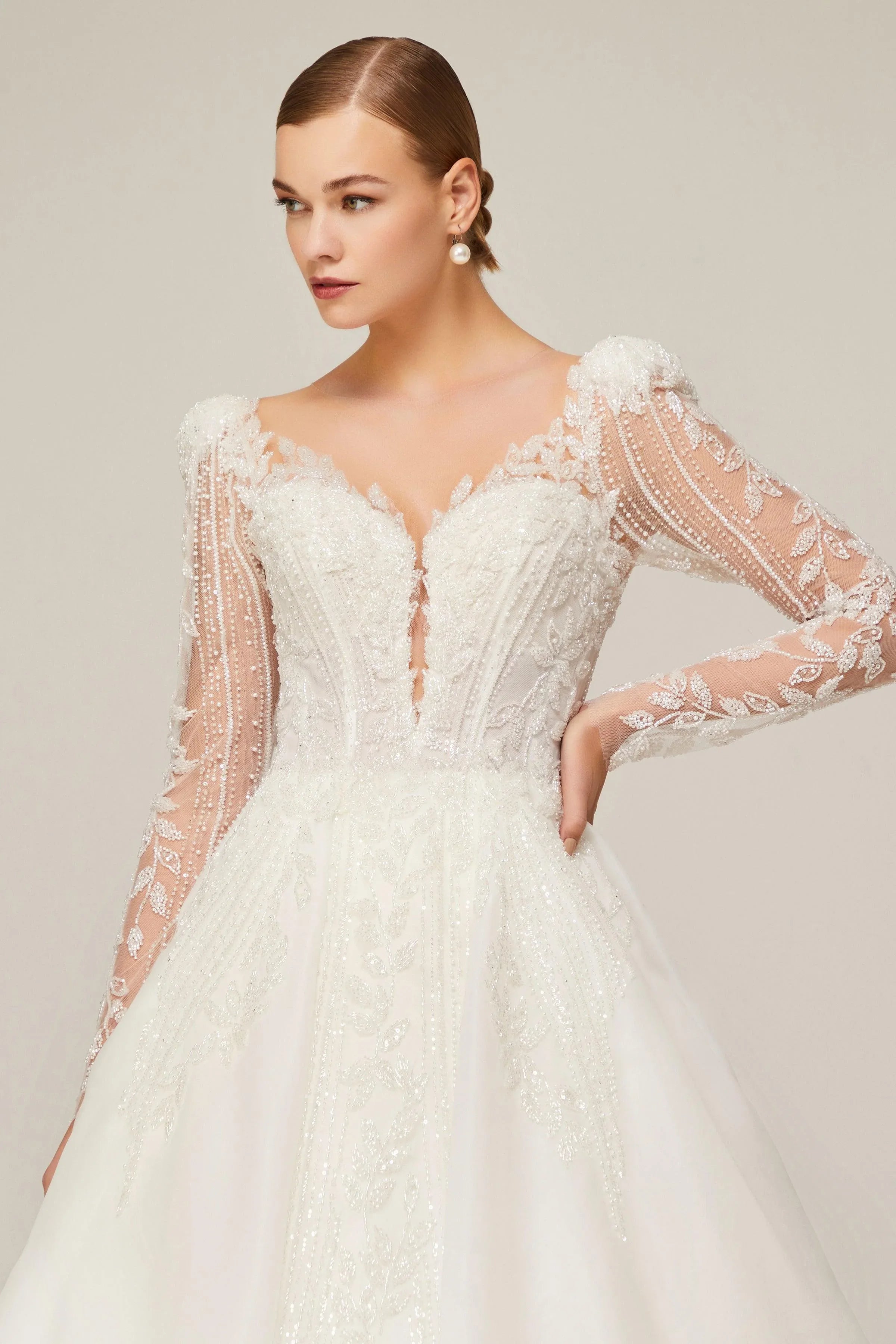 Catherine Dantel Dekolteli A Kesim Gelinlik - Mediha Cambaz Bridal