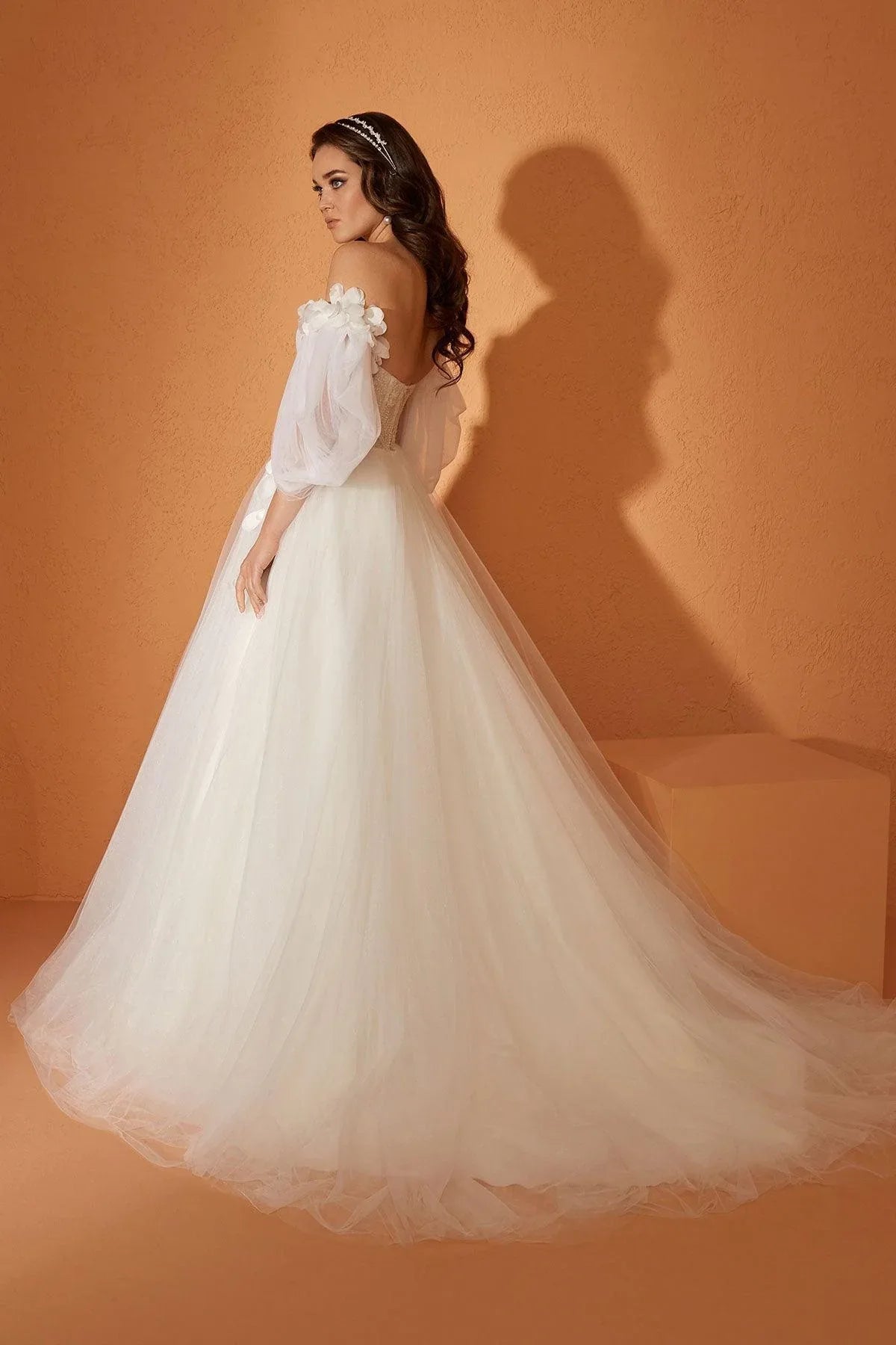 Choi Balon Kol Uçuşan A Kesim Gelinlik - Mediha Cambaz Bridal