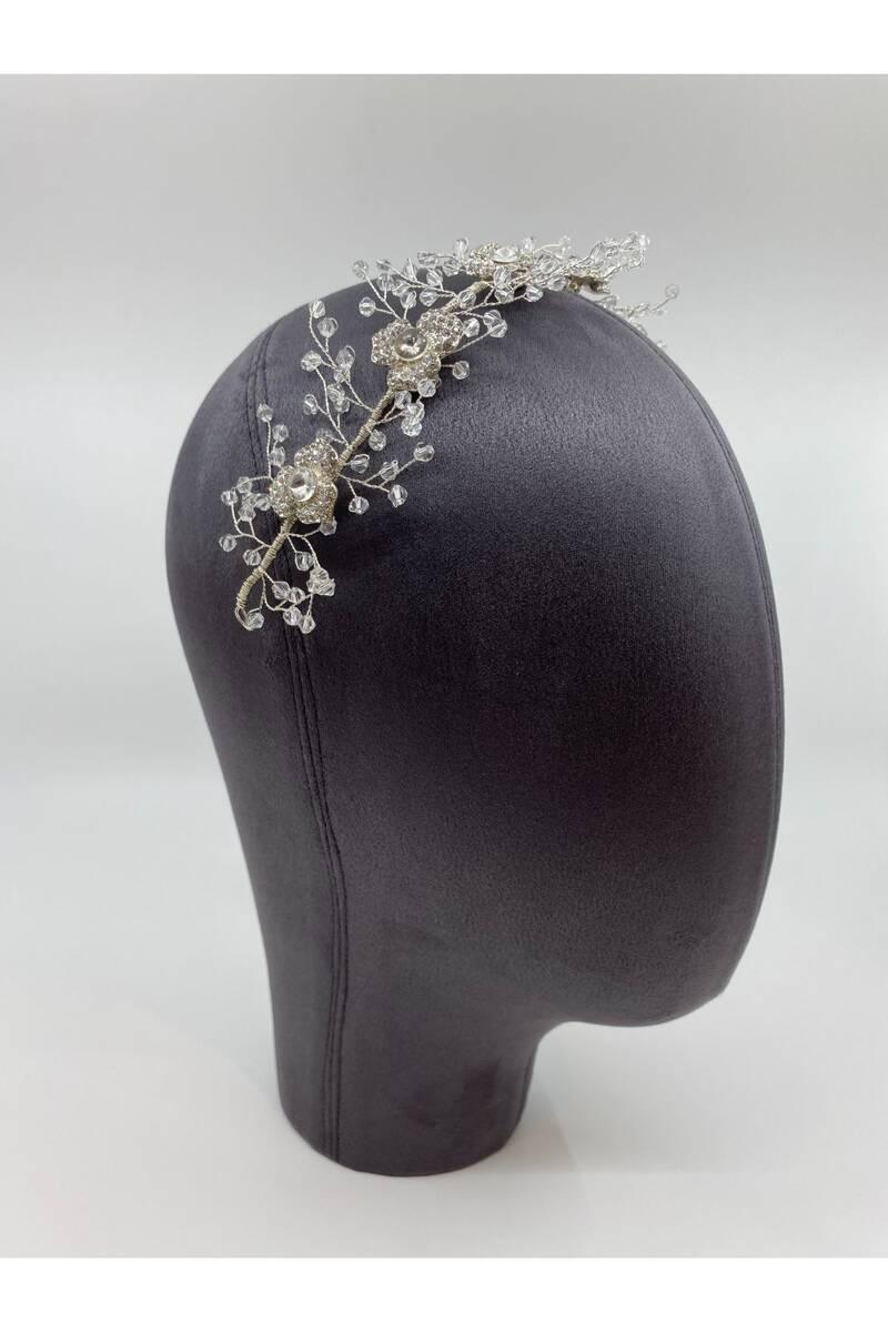 Çiçek Taşlı Kristalli Telli El Yapımı İthal Saç Aksesuarı - Mediha Cambaz Bridal