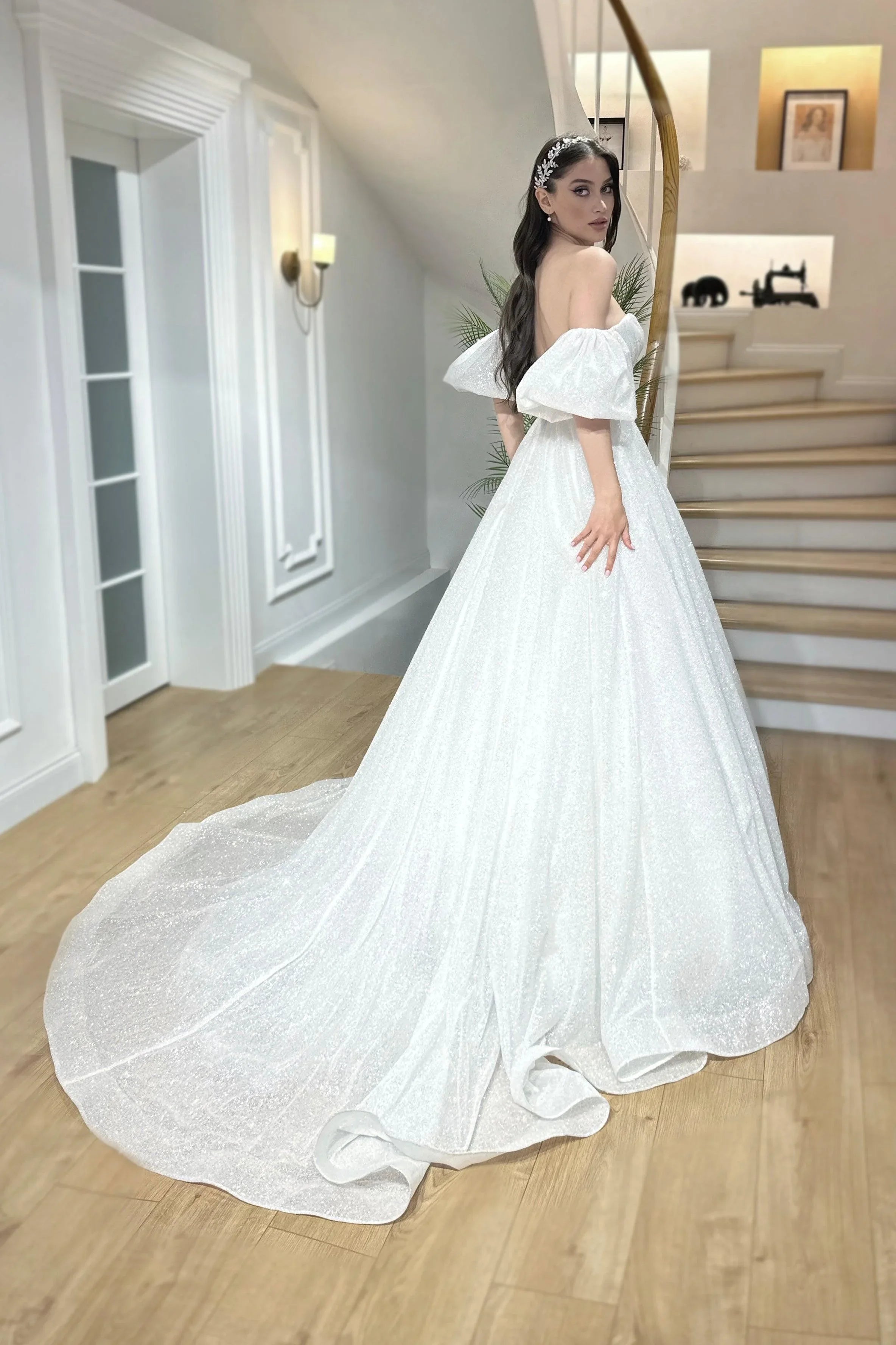 Colly Düşük Balon Kollu A Kesim Gelinlik - Mediha Cambaz Bridal