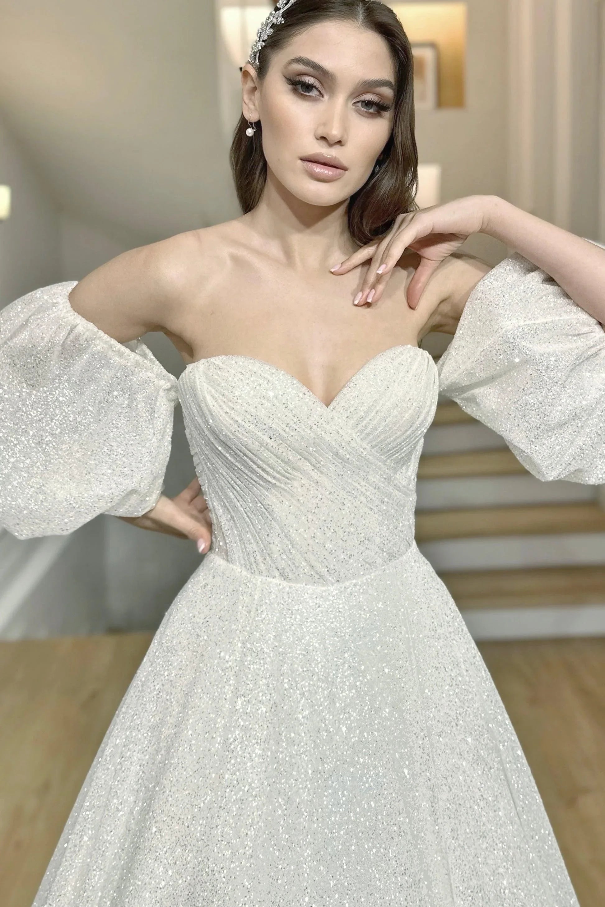 Colly Düşük Balon Kollu A Kesim Gelinlik - Mediha Cambaz Bridal