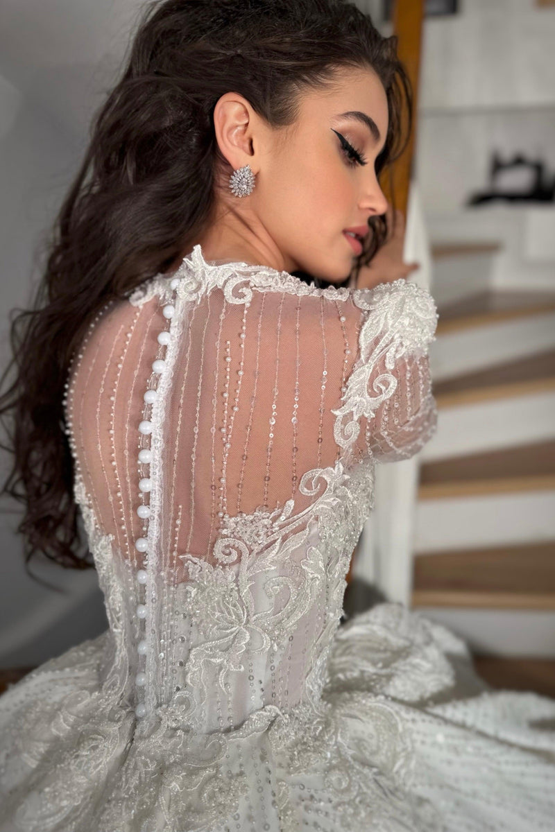 Luxury Dubai Saudi Arabic Lace Mermaid Wedding Dress Sexy Illusion Lon –  McManus Family Jewelery