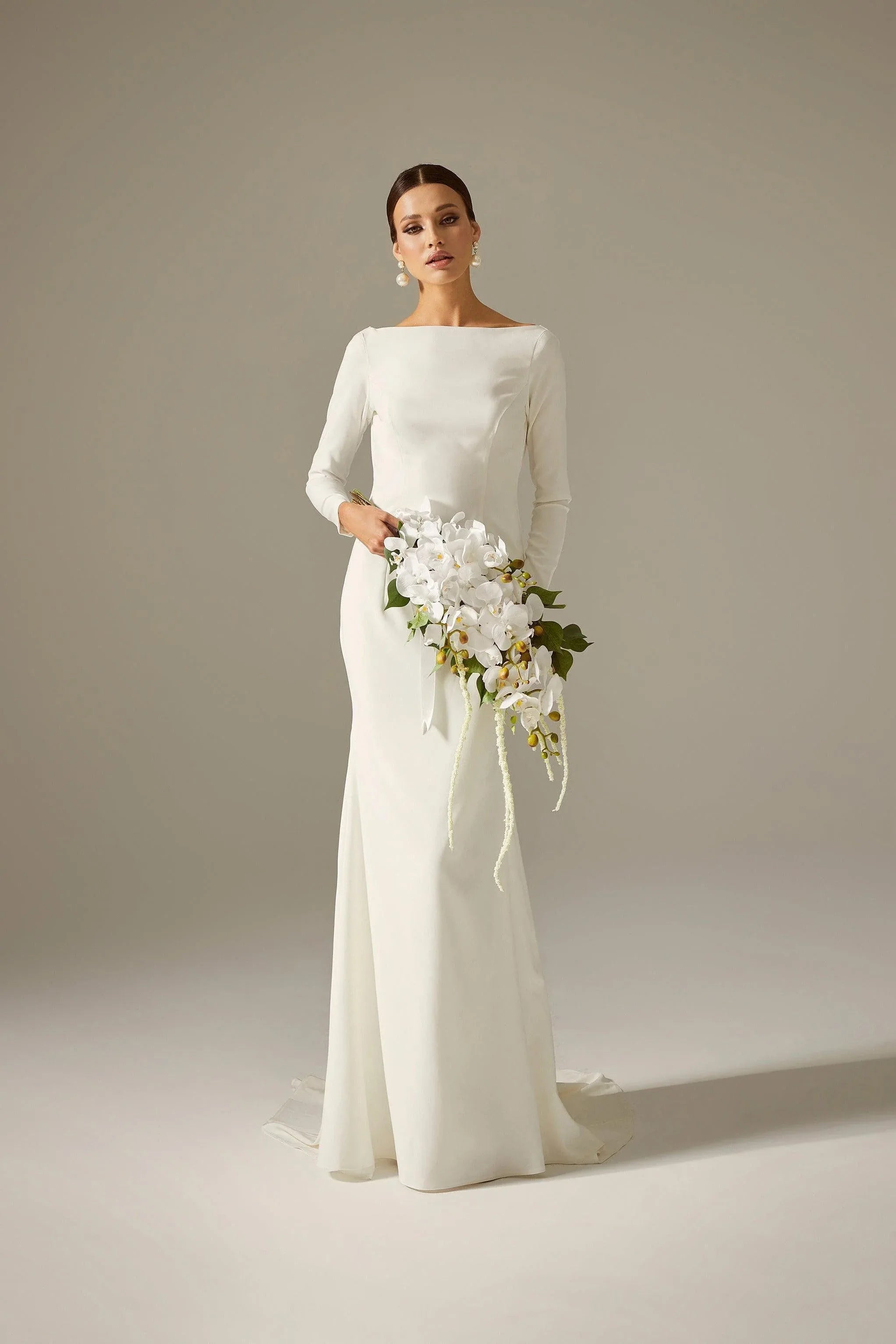 Ela Saten Sade Düz Kesim Nikah Gelinlik - Mediha Cambaz Bridal