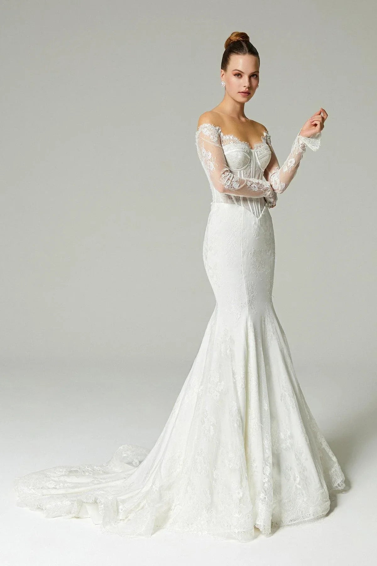 Fauna Fransız Dantelli İki Parça Balık Gelinlik - Mediha Cambaz Bridal