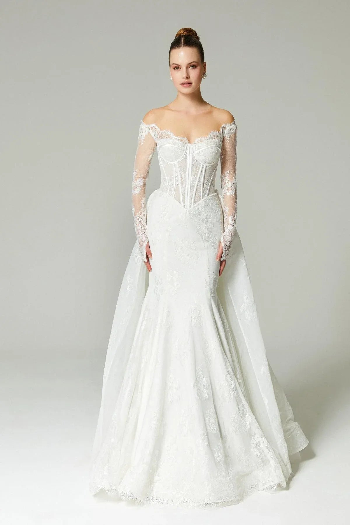 Fauna Fransız Dantelli İki Parça Balık Gelinlik - Mediha Cambaz Bridal