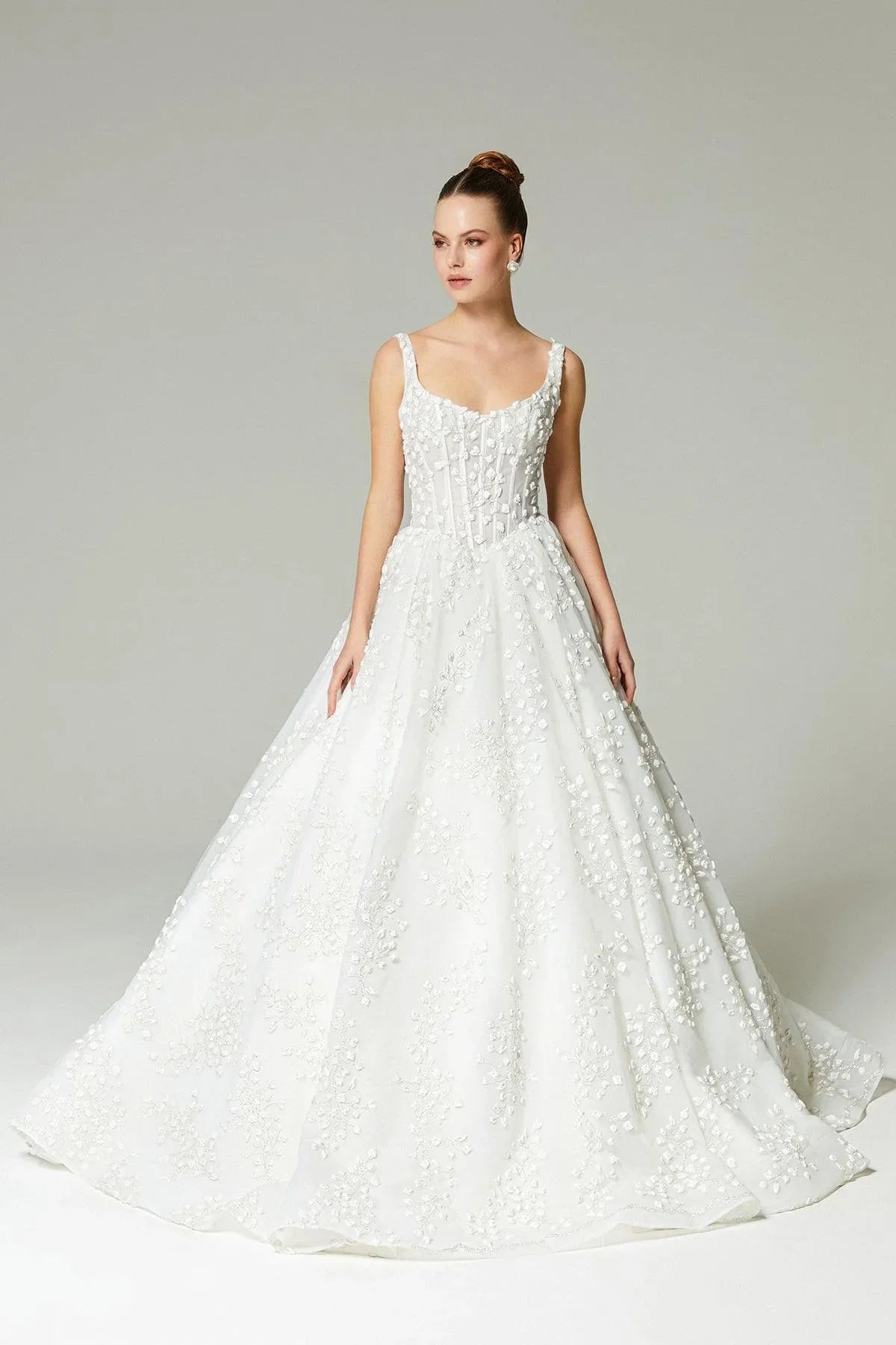 Firenze Üç Boyut Dantelli A Kesim Gelinlik - Mediha Cambaz Bridal