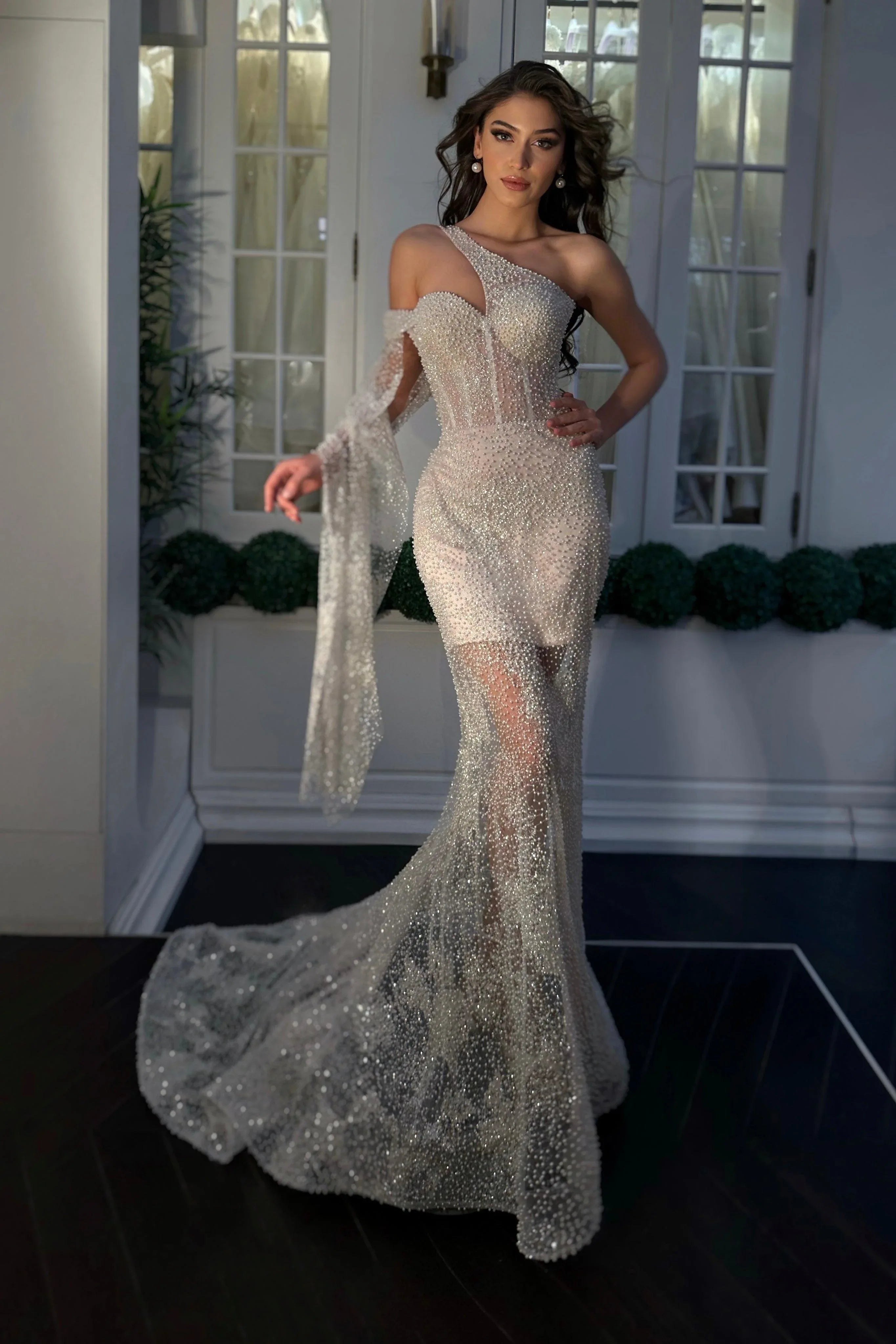 Florence İnci Kupon Dantel Düz Kesim Gelinlik - Mediha Cambaz Bridal