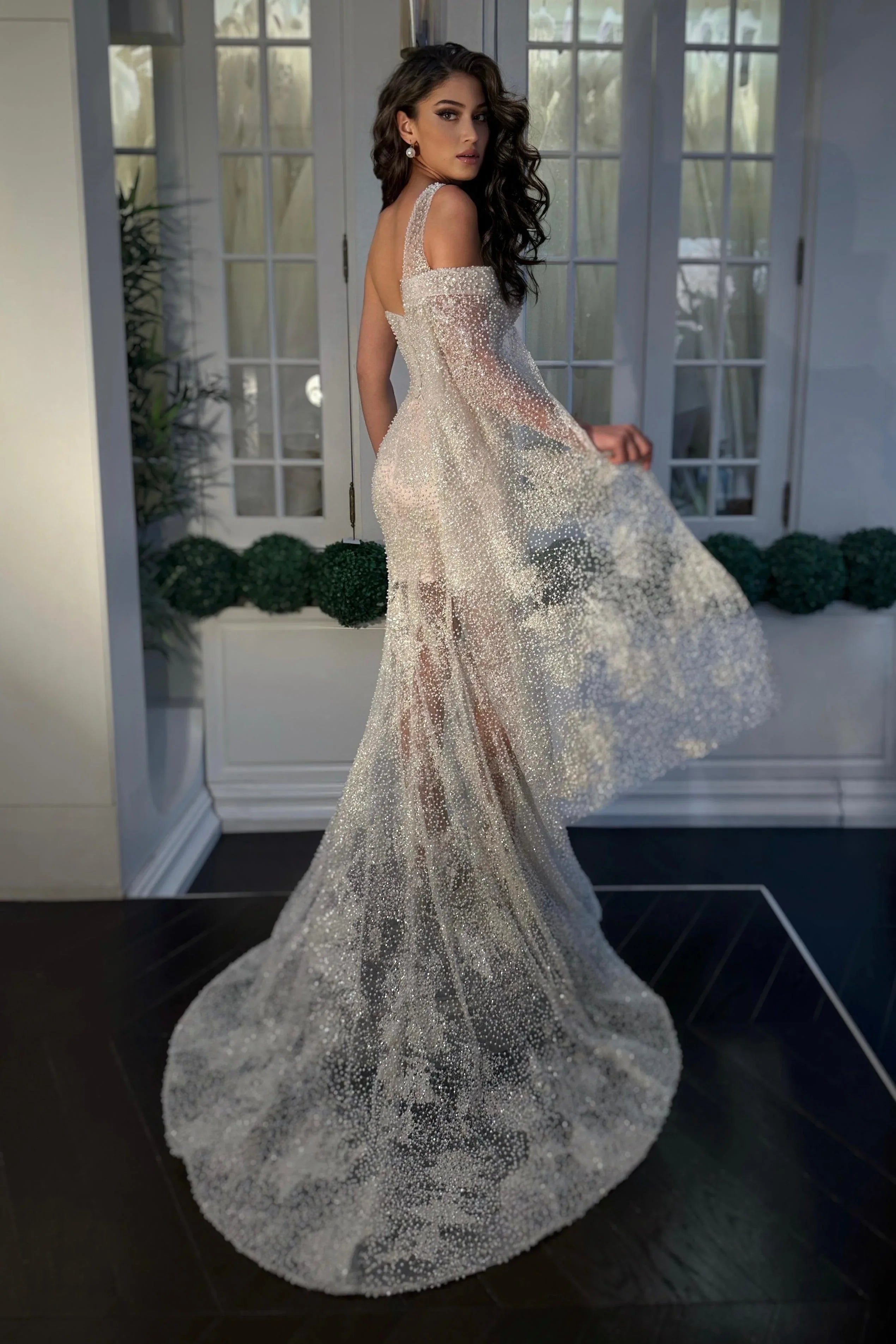 Florence İnci Kupon Dantel Düz Kesim Gelinlik - Mediha Cambaz Bridal