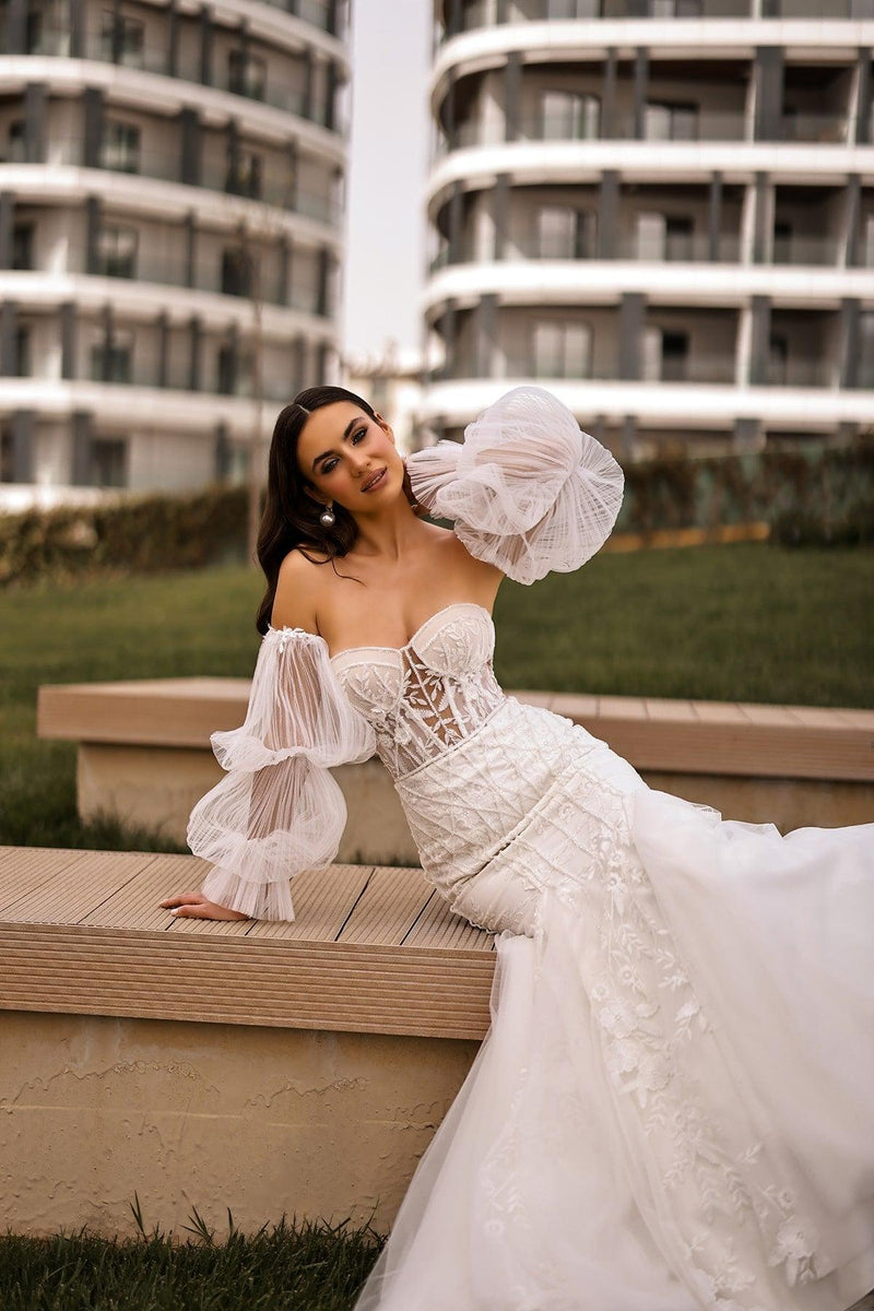 Galia Işıltılı Dantel İşli Straplez Balık Gelinlik - Mediha Cambaz Bridal